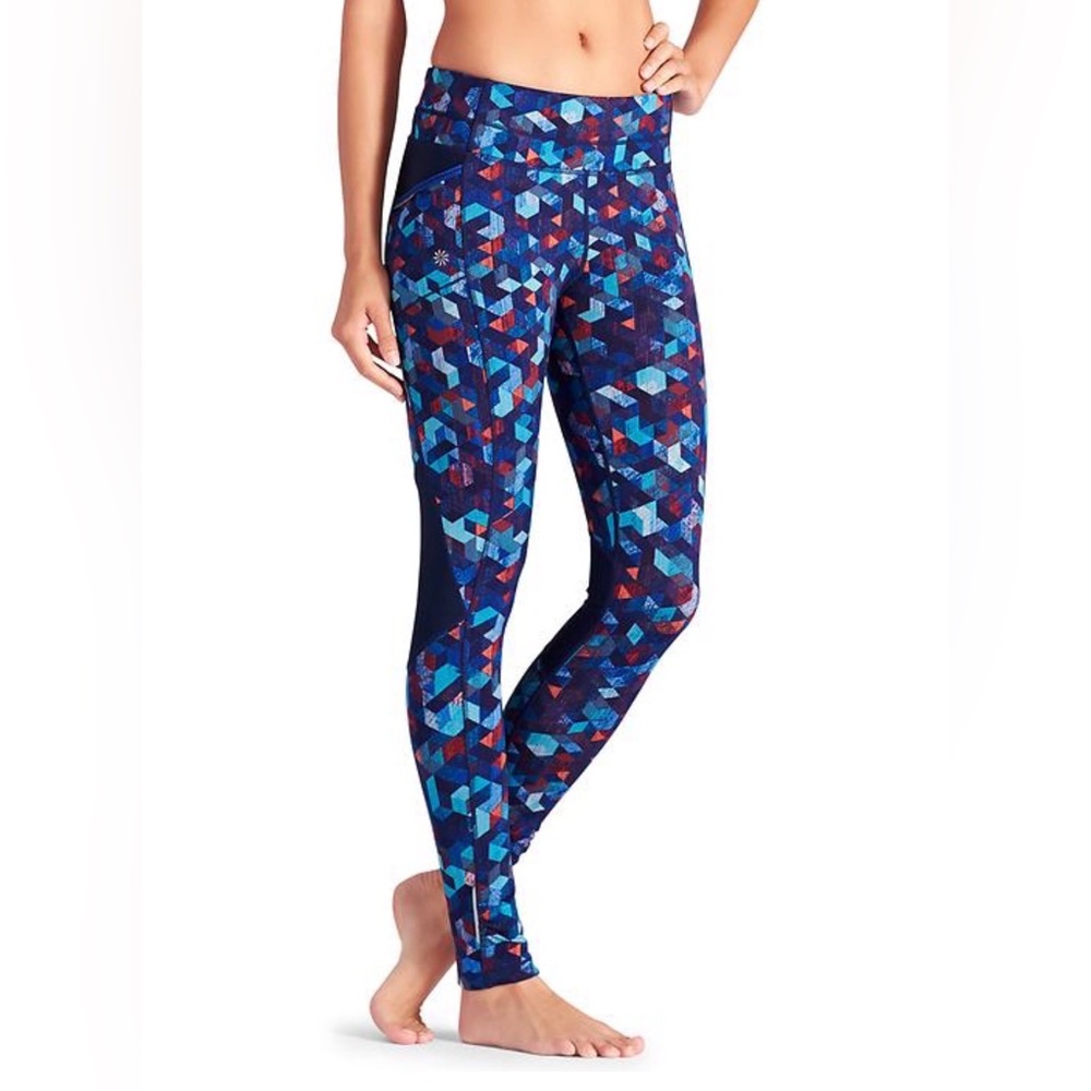 Athleta Be Free Mesh Geometric Triangle Print Full Length Leggings